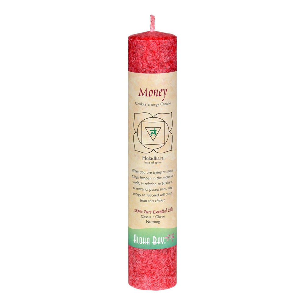 Aloha Bay Chakra Pillar Money Red Candle - 8 Inches, 1 Ea